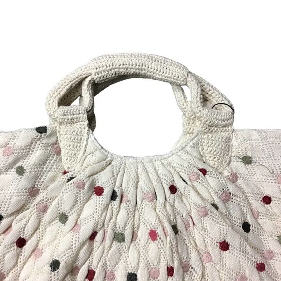 Zara Polka Dot Knit Shopper Cotton Tote - Picture 4 of 10